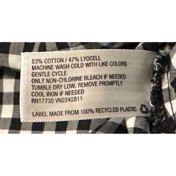 Ava & Viv Gingham V-neck Blouse w/Sleeve Ties Cotton Blend Women's Plus Size 1X - Picture 13 of 16